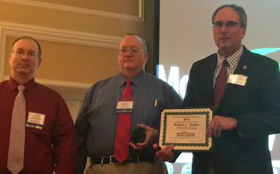Bob Malley accepts Distinguished Service Award from the Maine Resource Recovery Association at its annual conference May 3, 2016